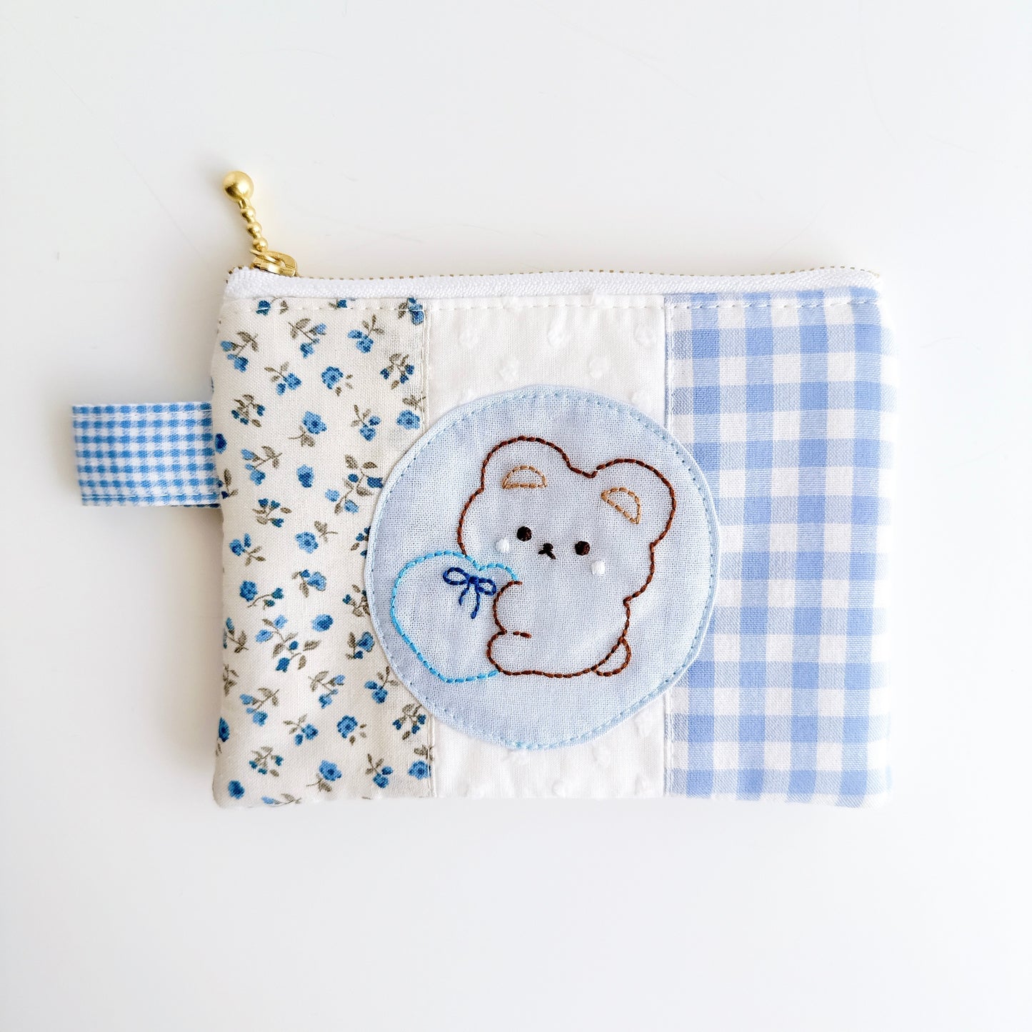 刺繍フラットポーチ