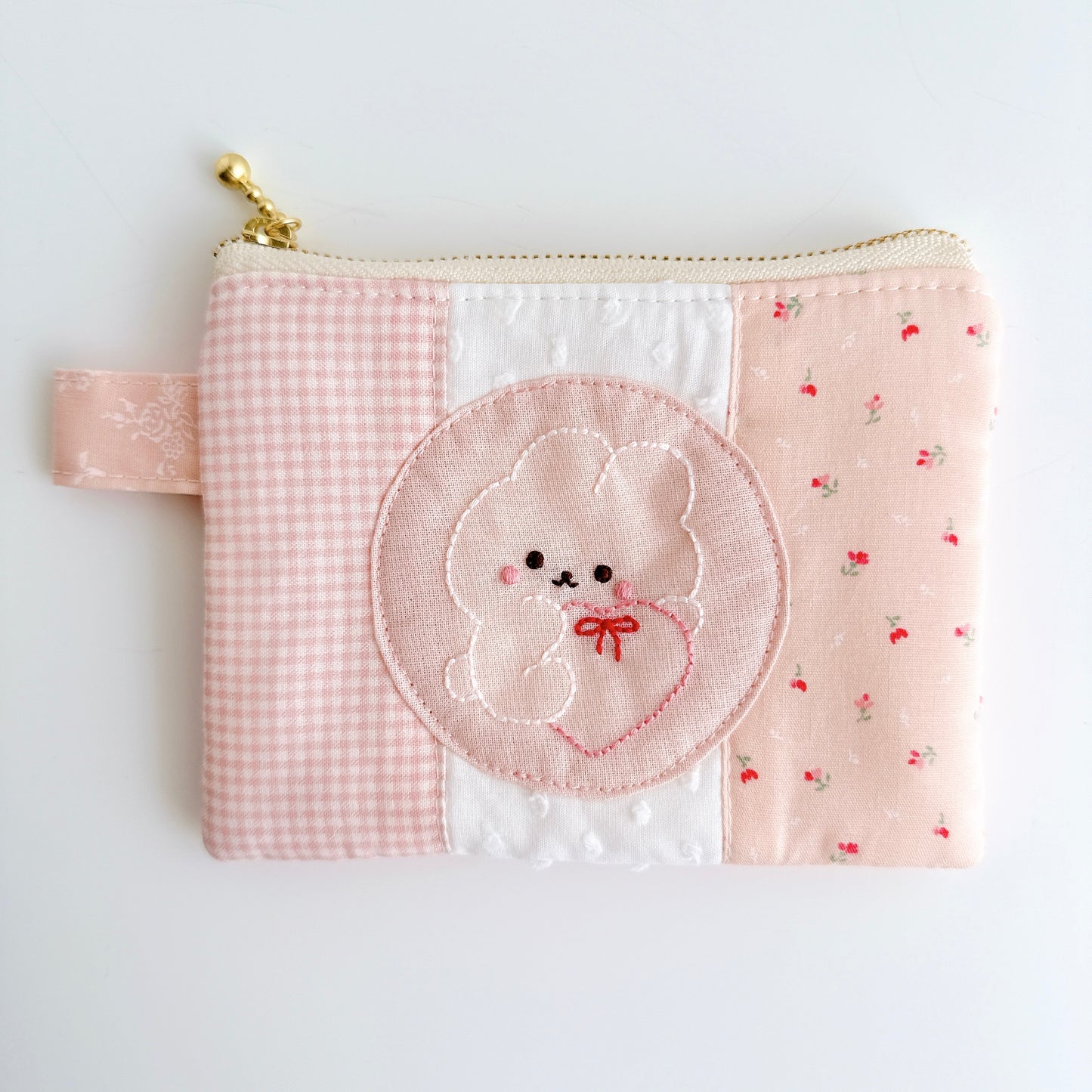 刺繍フラットポーチ