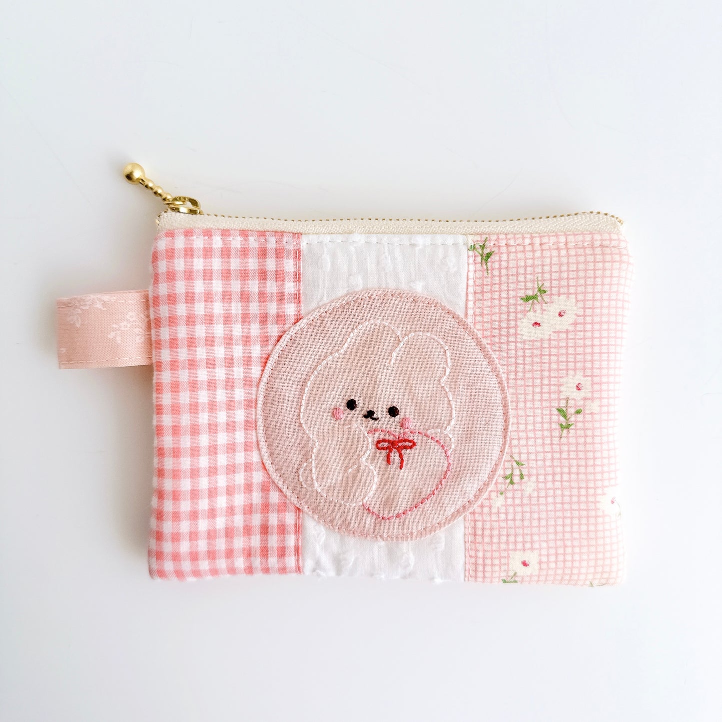 刺繍フラットポーチ