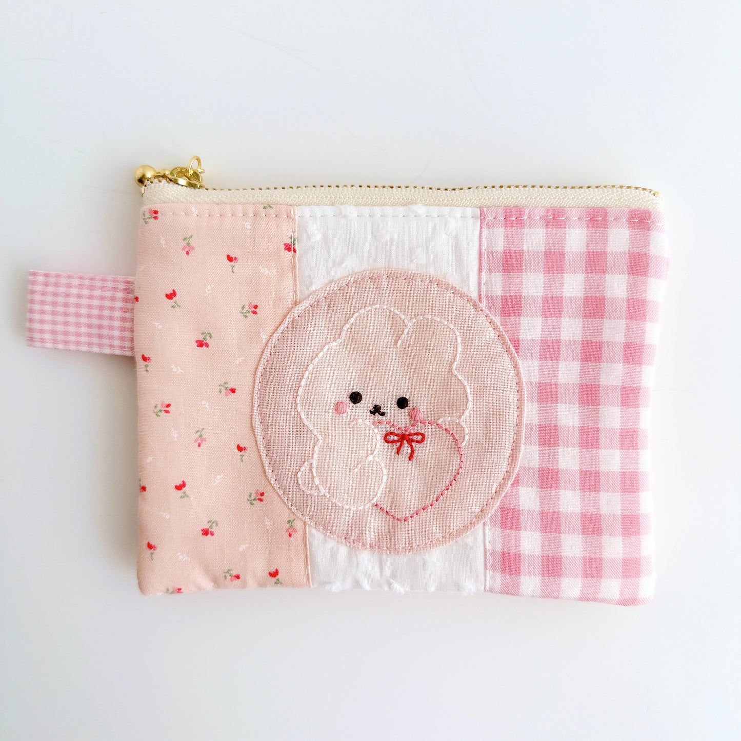 刺繍フラットポーチ