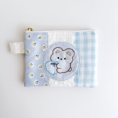 刺繍フラットポーチ