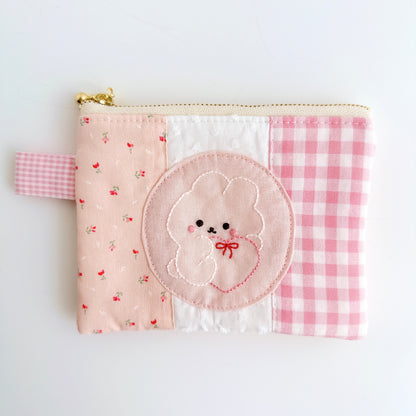 刺繍フラットポーチ